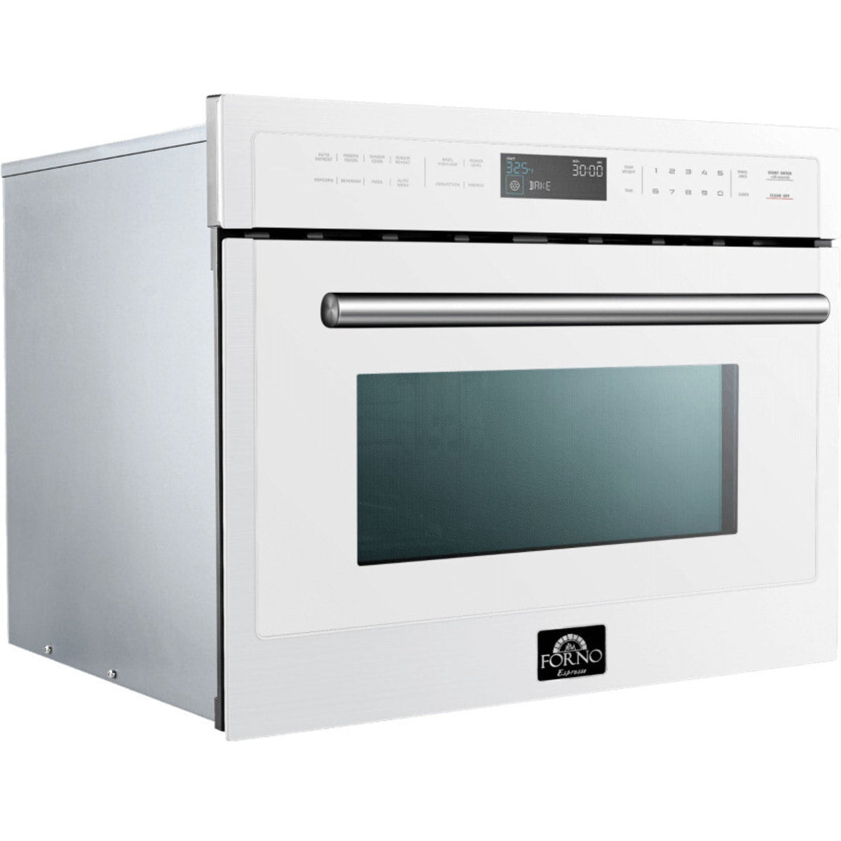 Forno Oliena FMWDR309324WHT 24 Inch Built-In Microwave Convection Oven with 1.6 cu. ft. Capacity, 11 Power Levels, 6 Pre-Set Cooking Modes, Sensor Cooking, Kitchen Timer, Stainless Steel Interior, Rapid Preheating and Child Lock Safety: White