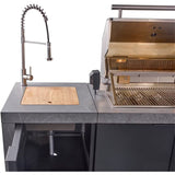 Forno FODKT2544BLK Rimini 30 Inch Outdoor Kitchen with 62,600 BTU BBQ Grill, 3 Burners with Sear & Rotisserie, 2.4 cu.ft. Beverage Center, Stainless Steel Sink and Gray Sintered Stone Countertop