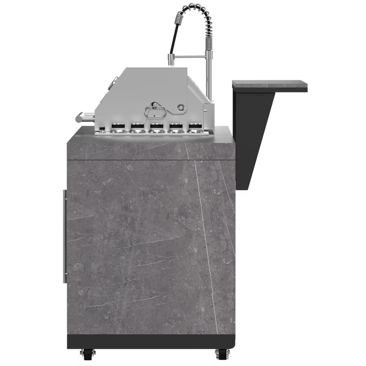 Forno FODKT2544BLK Rimini 30 Inch Outdoor Kitchen with 62,600 BTU BBQ Grill, 3 Burners with Sear & Rotisserie, 2.4 cu.ft. Beverage Center, Stainless Steel Sink and Gray Sintered Stone Countertop