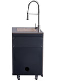 Forno FODKT2544BLK Rimini 30 Inch Outdoor Kitchen with 62,600 BTU BBQ Grill, 3 Burners with Sear & Rotisserie, 2.4 cu.ft. Beverage Center, Stainless Steel Sink and Gray Sintered Stone Countertop