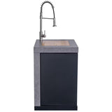 Forno FODKT2544BLK Rimini 30 Inch Outdoor Kitchen with 62,600 BTU BBQ Grill, 3 Burners with Sear & Rotisserie, 2.4 cu.ft. Beverage Center, Stainless Steel Sink and Gray Sintered Stone Countertop