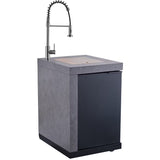 Forno FODKT2544BLK Rimini 30 Inch Outdoor Kitchen with 62,600 BTU BBQ Grill, 3 Burners with Sear & Rotisserie, 2.4 cu.ft. Beverage Center, Stainless Steel Sink and Gray Sintered Stone Countertop