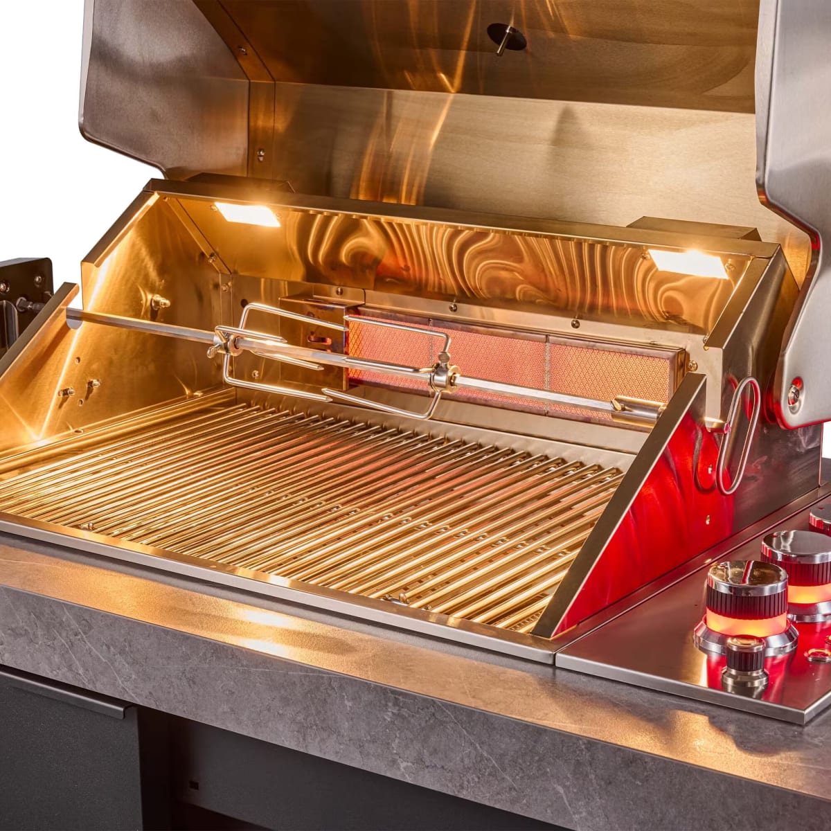 Forno FODKT2544BLK Rimini 30 Inch Outdoor Kitchen with 62,600 BTU BBQ Grill, 3 Burners with Sear & Rotisserie, 2.4 cu.ft. Beverage Center, Stainless Steel Sink and Gray Sintered Stone Countertop