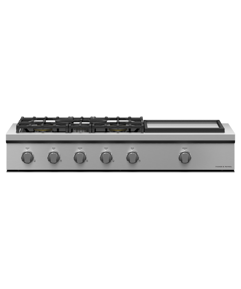 Fisher & Paykel CPV3-485GD-N 48 inch Professional 5 Burner Gas Rangetop with Griddle, Stainless Steel