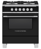 Fisher & Paykel OR30SCG4B1 30 inch Classic Gas Range in black - front studio view