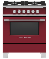 Fisher & Paykel OR30SCG4R1 30 inch Classic Gas Range in red - front studio view