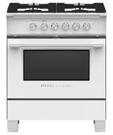Fisher & Paykel OR30SCG4W1 30 inch Classic Gas Range in white - front studio view