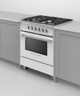 Fisher & Paykel OR30SCG4W1 range in kitchen, cooktop detail