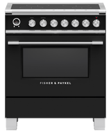 Fisher & Paykel OR30SCI6B1 30 inch Classic Induction Range in black - front studio view