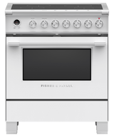 Fisher & Paykel OR30SCI6W1 30 inch Classic Induction Range in white - front studio view