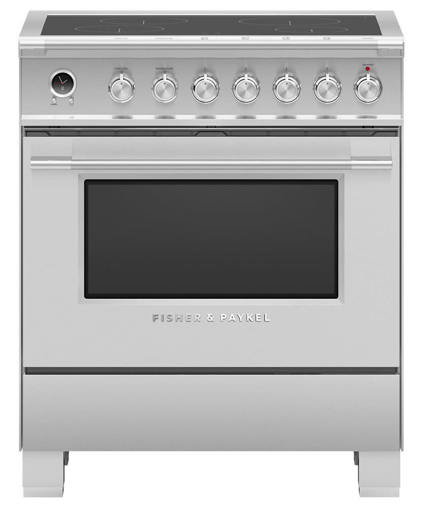 Fisher & Paykel OR30SCI6X1 30 inch Classic Induction Range in stainless steel - front studio view