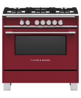 Fisher & Paykel OR36SCG4R1 36 inch Classic Gas Range in red - front studio view