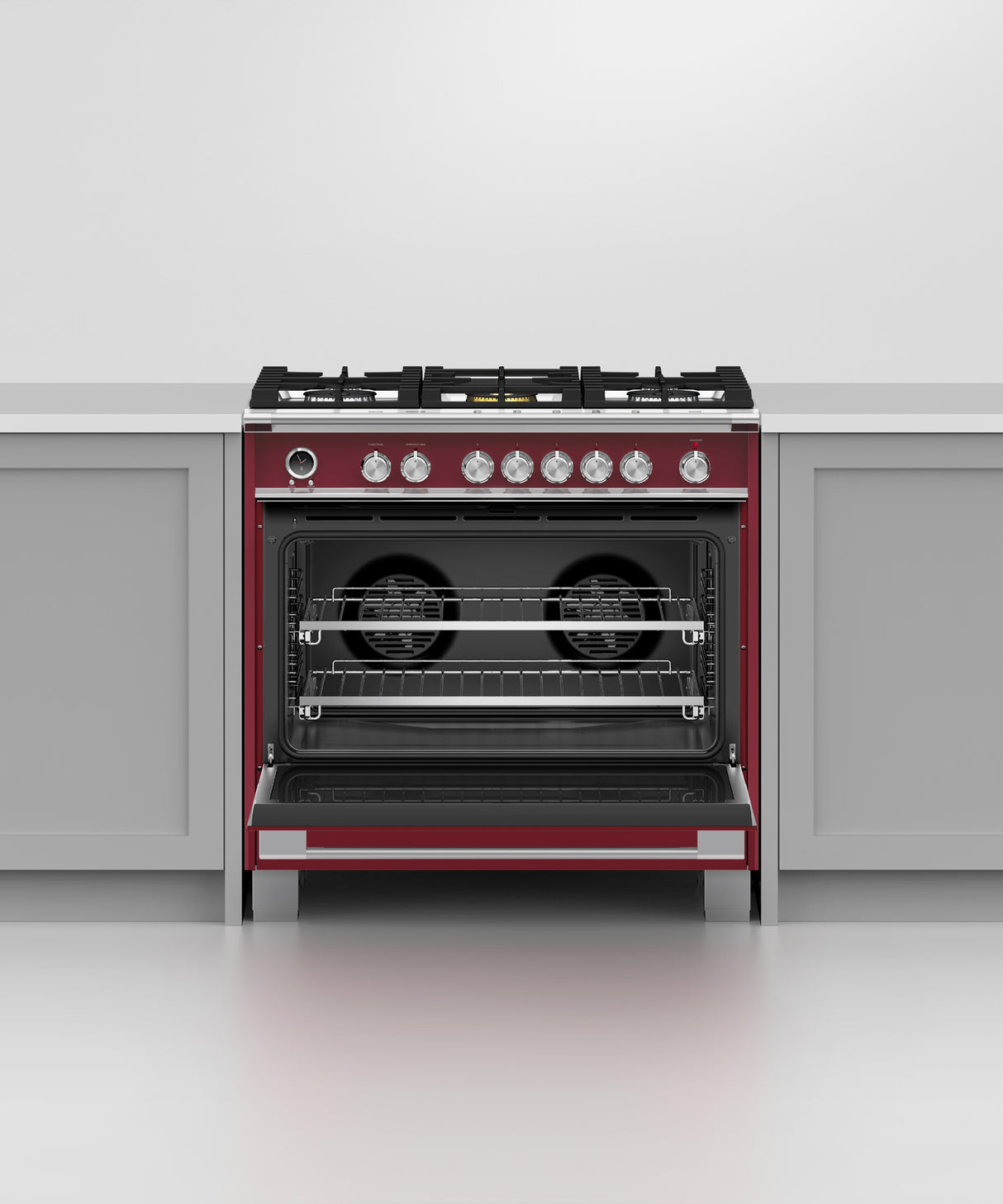 Fisher & Paykel OR36SCG6R1 36-inch Classic Dual Fuel Range, Red - Image 4