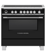 Fisher & Paykel OR36SCI6B1 36 inch Classic Induction Range in black - front studio view