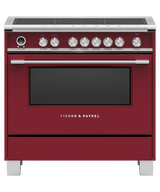 Fisher & Paykel OR36SCI6R1 36 inch Classic Induction Range in red - front studio view