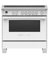 Fisher & Paykel OR36SCI6W1 36 inch Classic Induction Range in white - front studio view