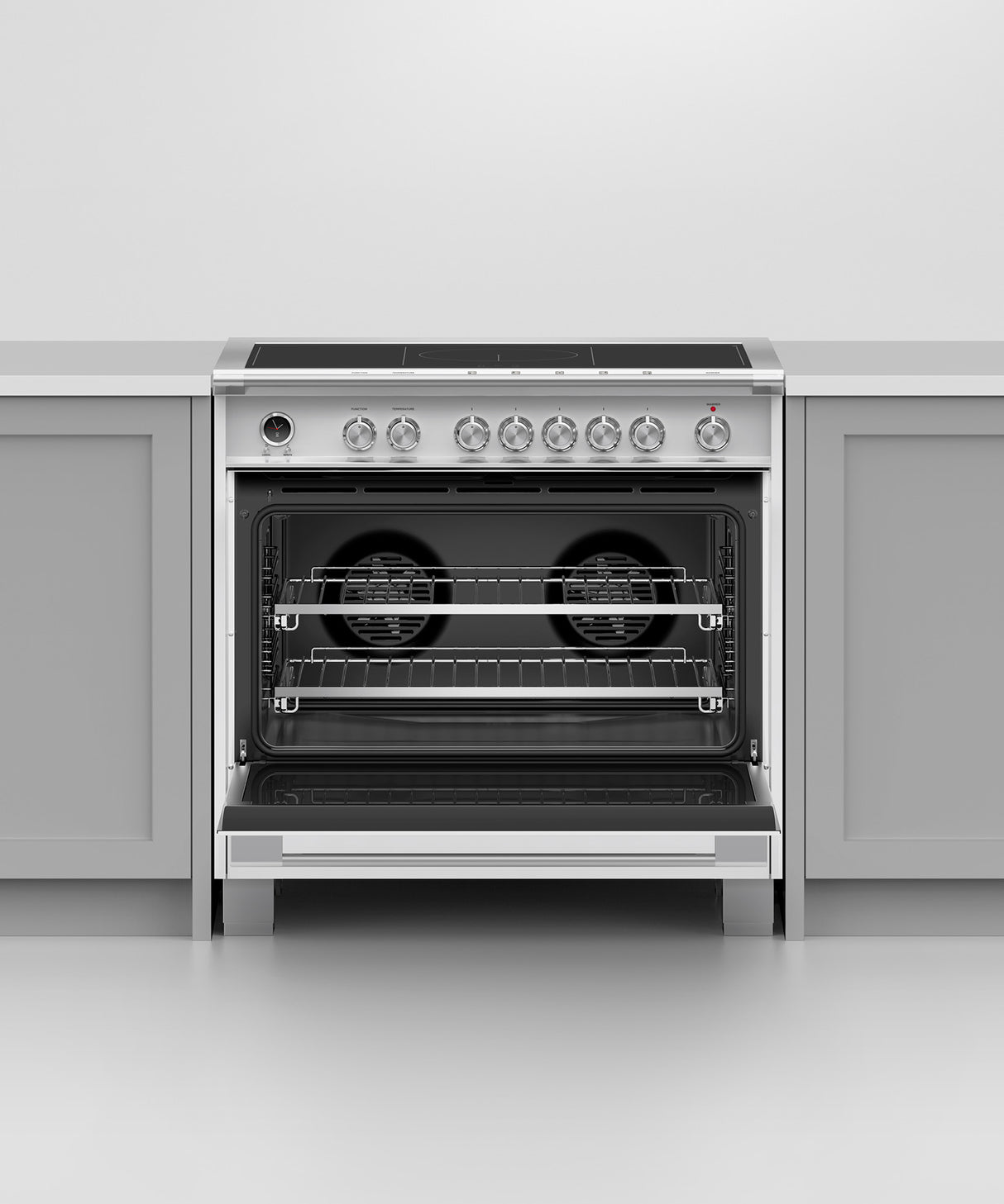 Fisher & Paykel OR36SCI6W1 range in kitchen with cookware