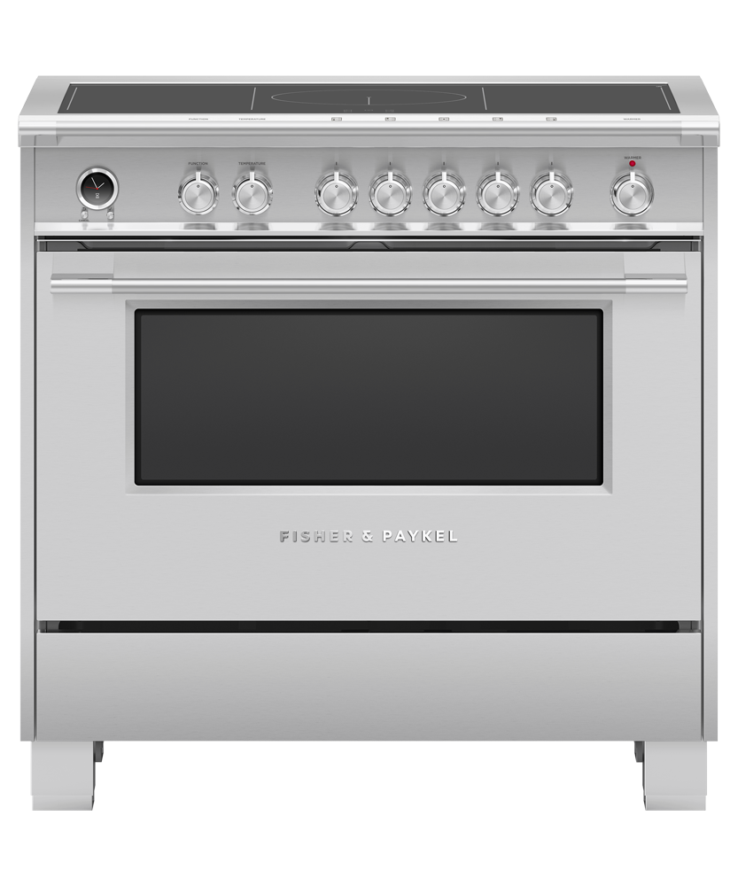 Fisher & Paykel OR36SCI6X1 36 inch Classic Induction Range in stainless steel - front studio view