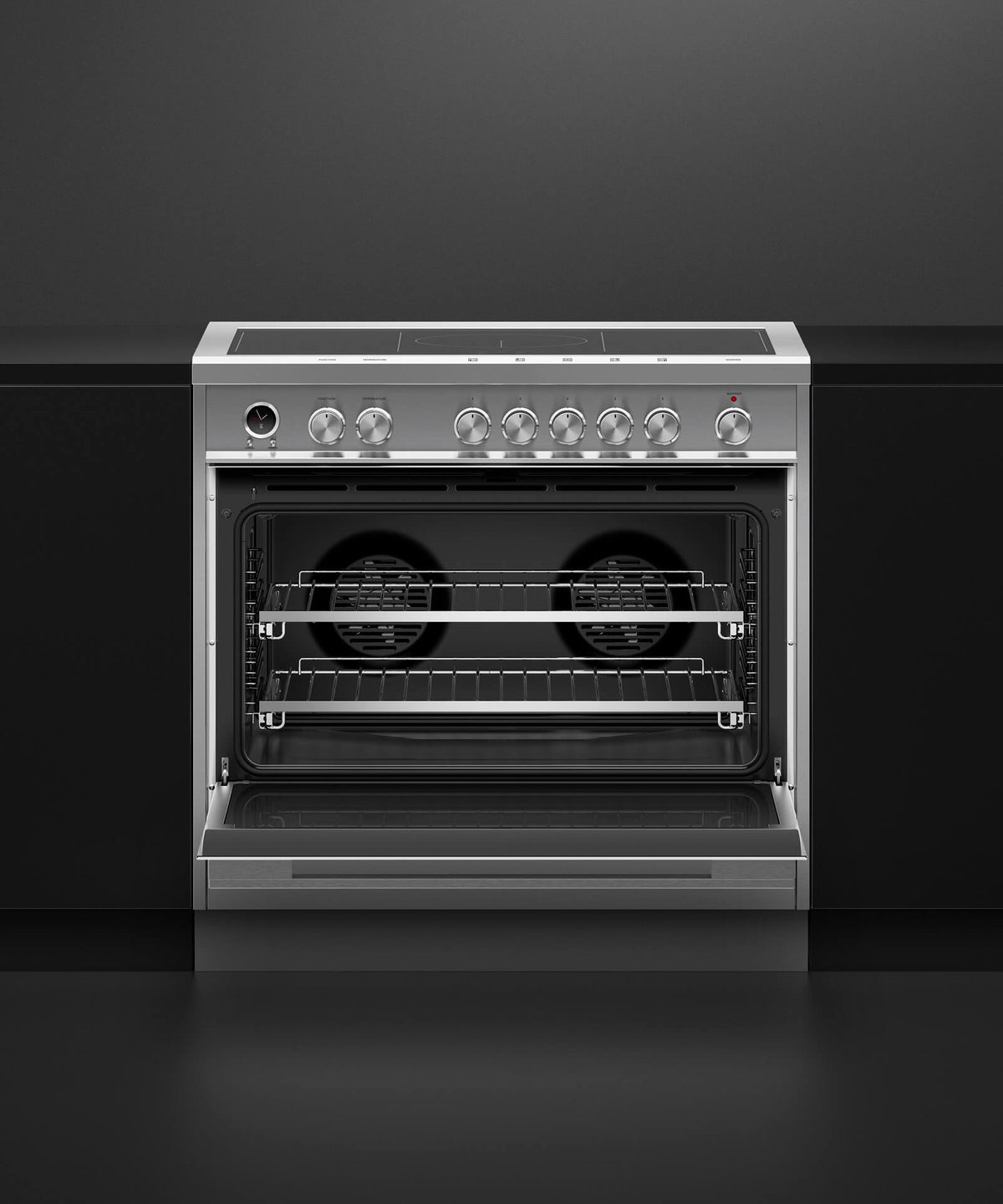 Fisher & Paykel OR36SDI6X1 range in kitchen with cookware
