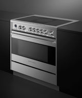 Fisher & Paykel OR36SDI6X1 range in kitchen, cooktop detail