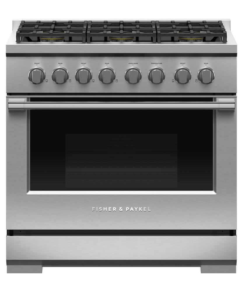 Fisher & Paykel RGV3-366-L 36-inch Professional 6 Burner Gas Range - Front View