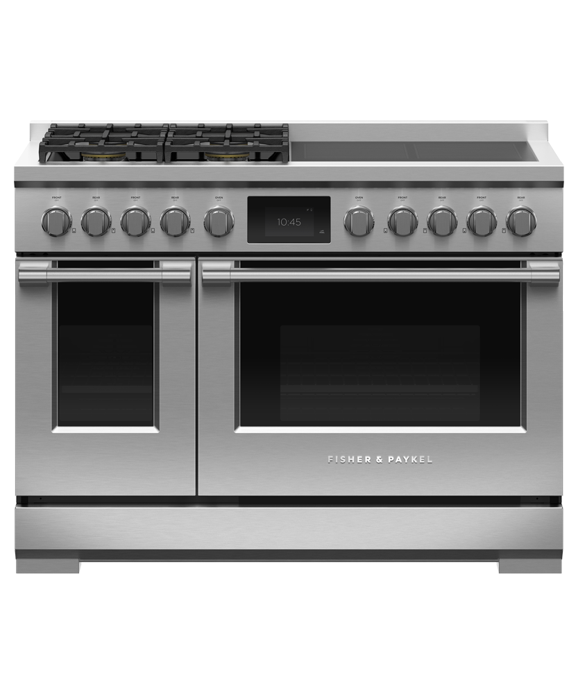 Fisher & Paykel RHV3-484-N 48" Series 11 Professional Dual Fuel 4 Burner + 4 Zone Induction Self-Cleaning Range, Natural Gas - Front View