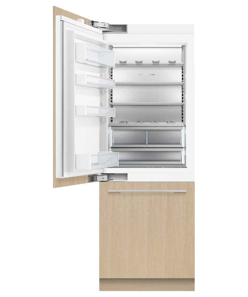 Fisher & Paykel RS3084WLUK1 30" Series 9 Integrated Column Refrigerator Freezer, Ice & Water, Panel Ready, Left Hinge - Angle View