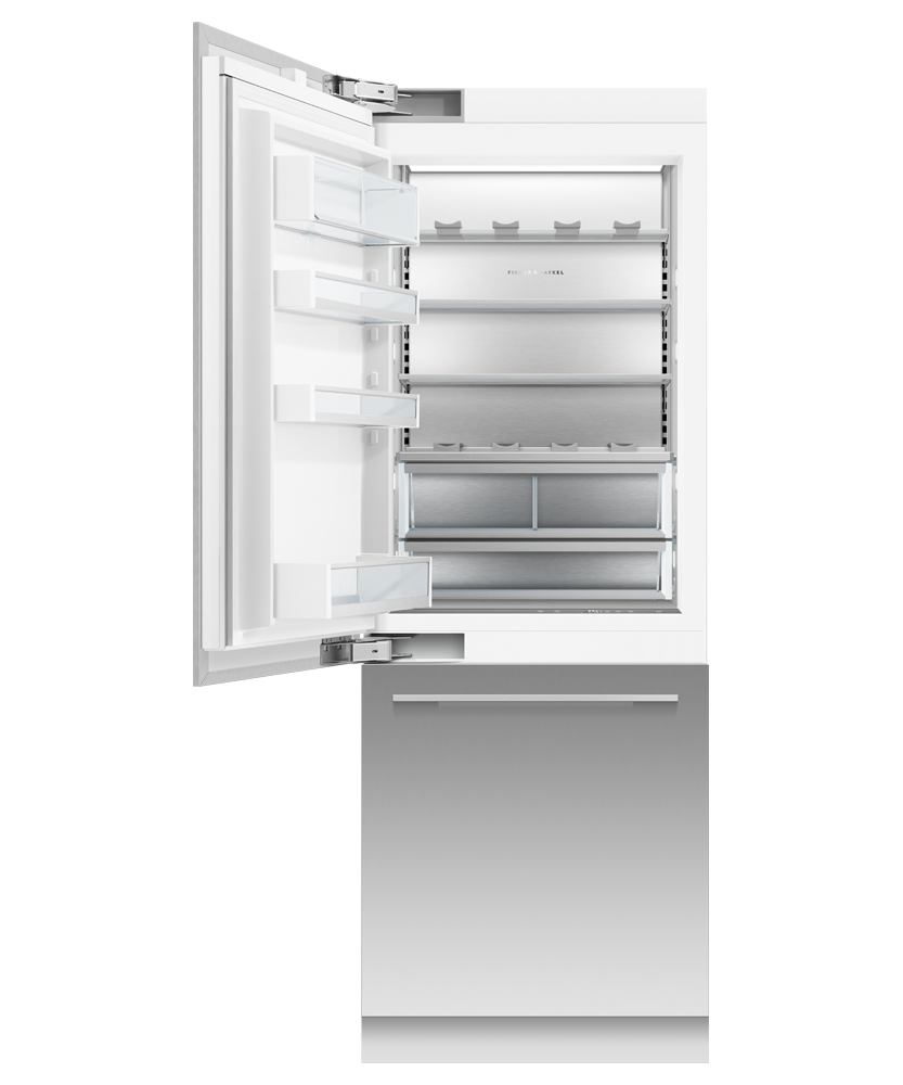 Fisher & Paykel RS3084WLUK1 30" Series 9 Integrated Column Refrigerator Freezer, Ice & Water, Panel Ready, Left Hinge - Angle View
