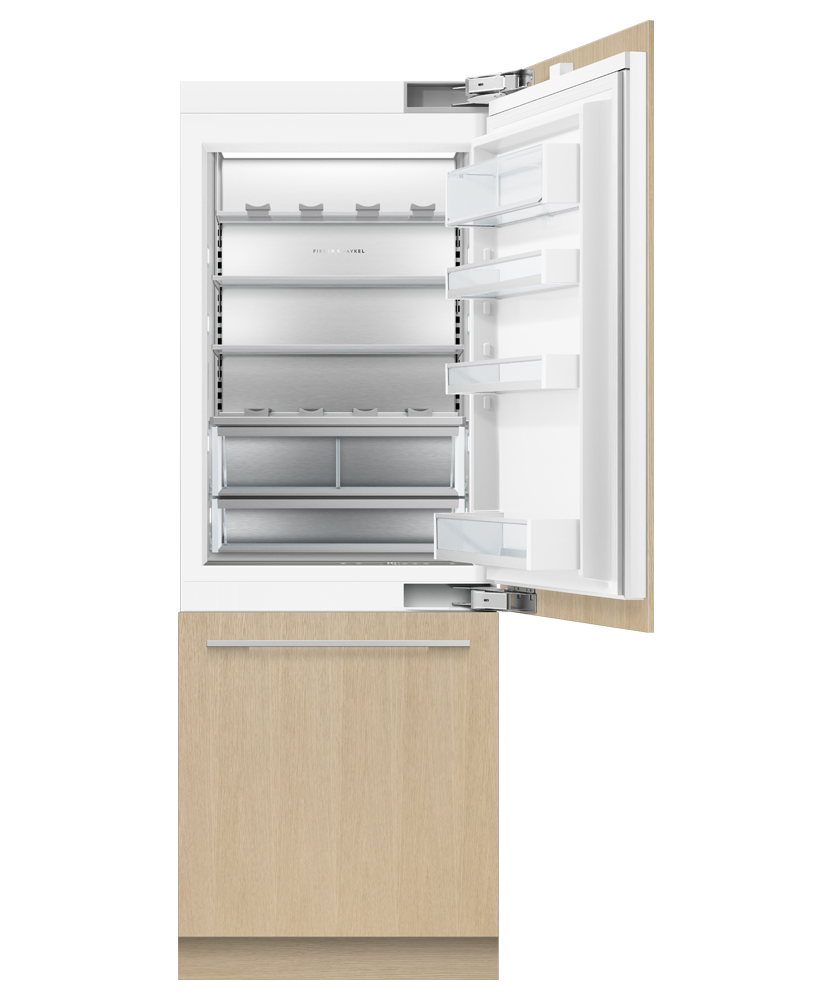 Fisher & Paykel RS3084WRUK1 30" Series 9 Integrated Column Refrigerator Freezer, Ice & Water, Panel Ready, Right Hinge - Angle View