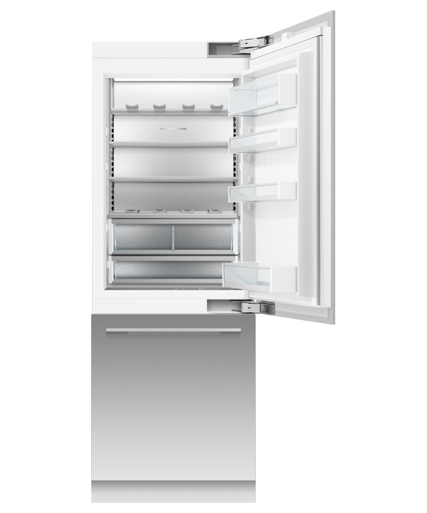 Fisher & Paykel RS3084WRUK1 30" Series 9 Integrated Column Refrigerator Freezer, Ice & Water, Panel Ready, Right Hinge - Angle View