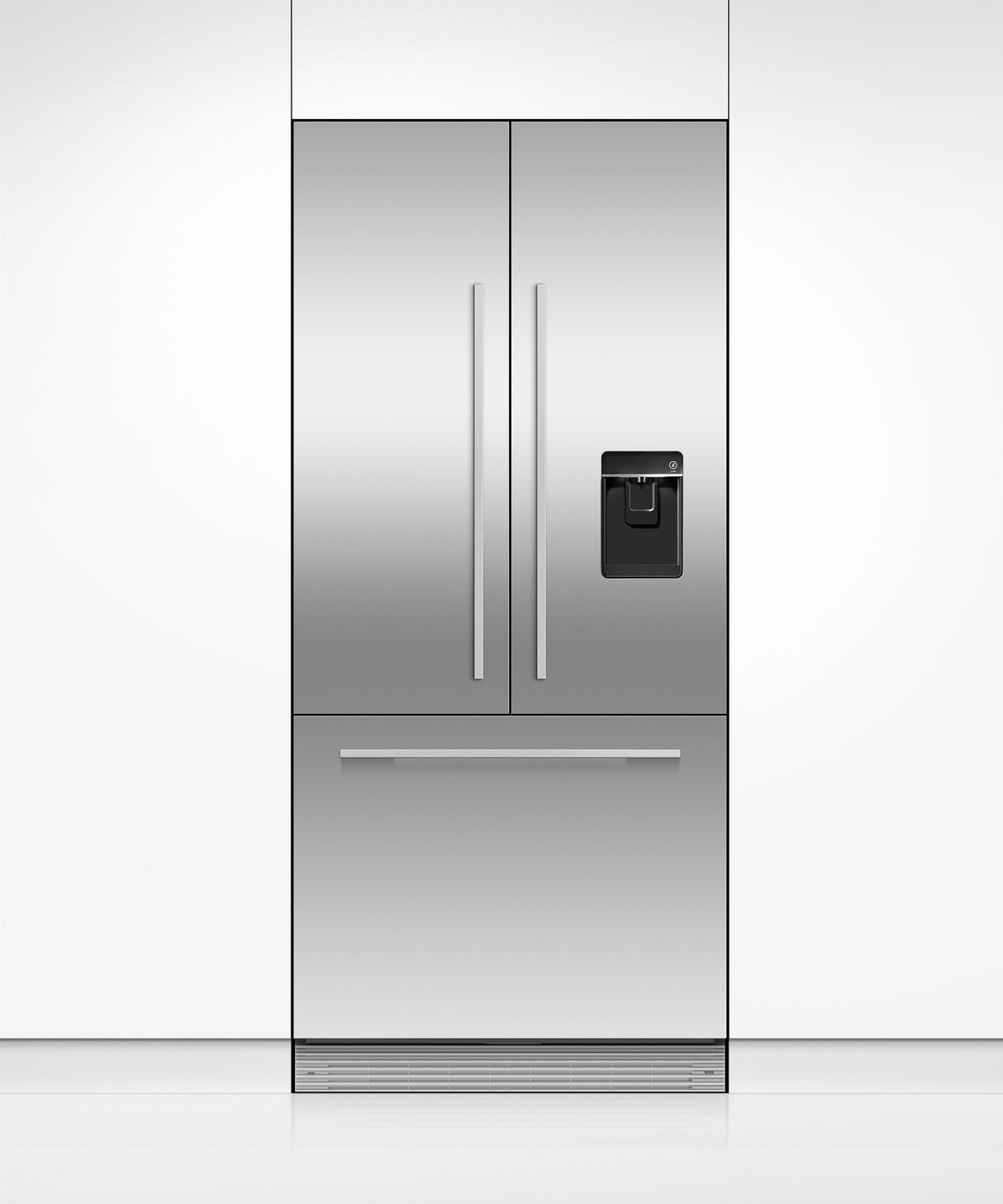 Fisher & Paykel 32 inch Series 7 Integrated French Door Refrigerator Freezer installed in kitchen cabinetry