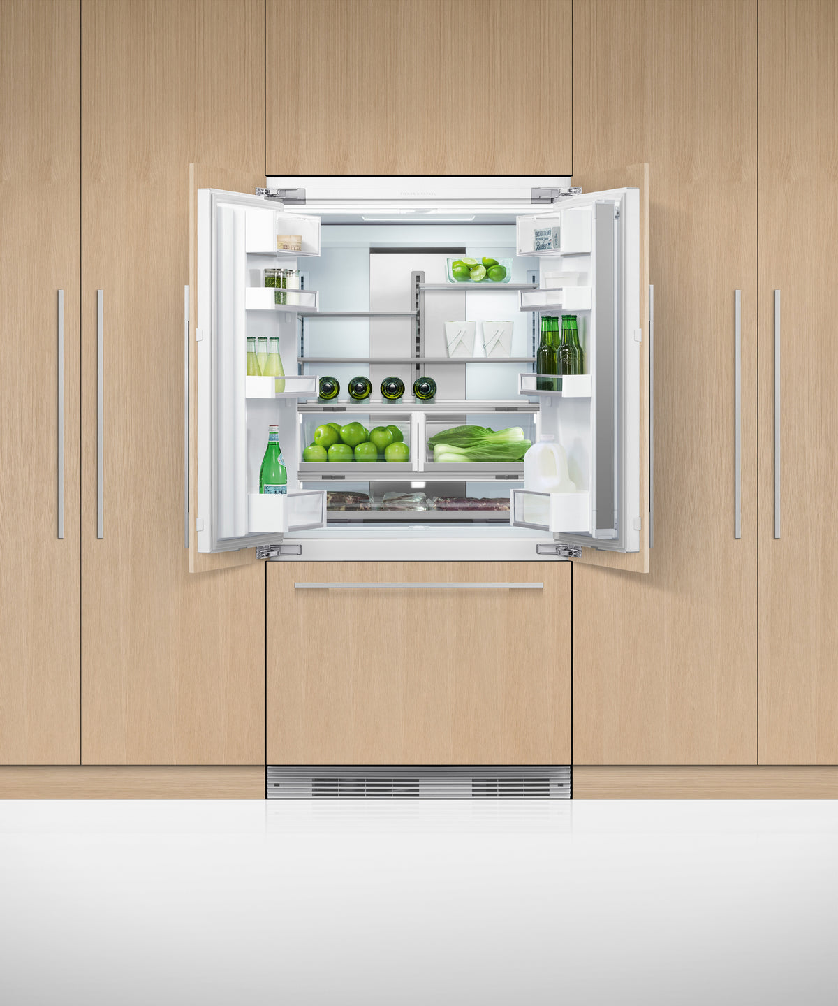 Fisher & Paykel 36 inch Series 7 Integrated French Door Refrigerator Freezer installed in kitchen, additional view