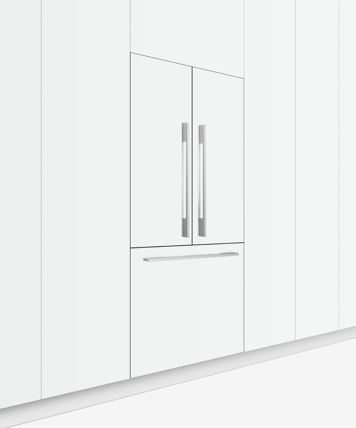 Fisher & Paykel 36 inch Series 7 Integrated French Door Refrigerator Freezer installed in kitchen, additional view