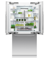 Fisher & Paykel 36 inch Series 7 Integrated French Door Refrigerator Freezer, panel ready, angled view