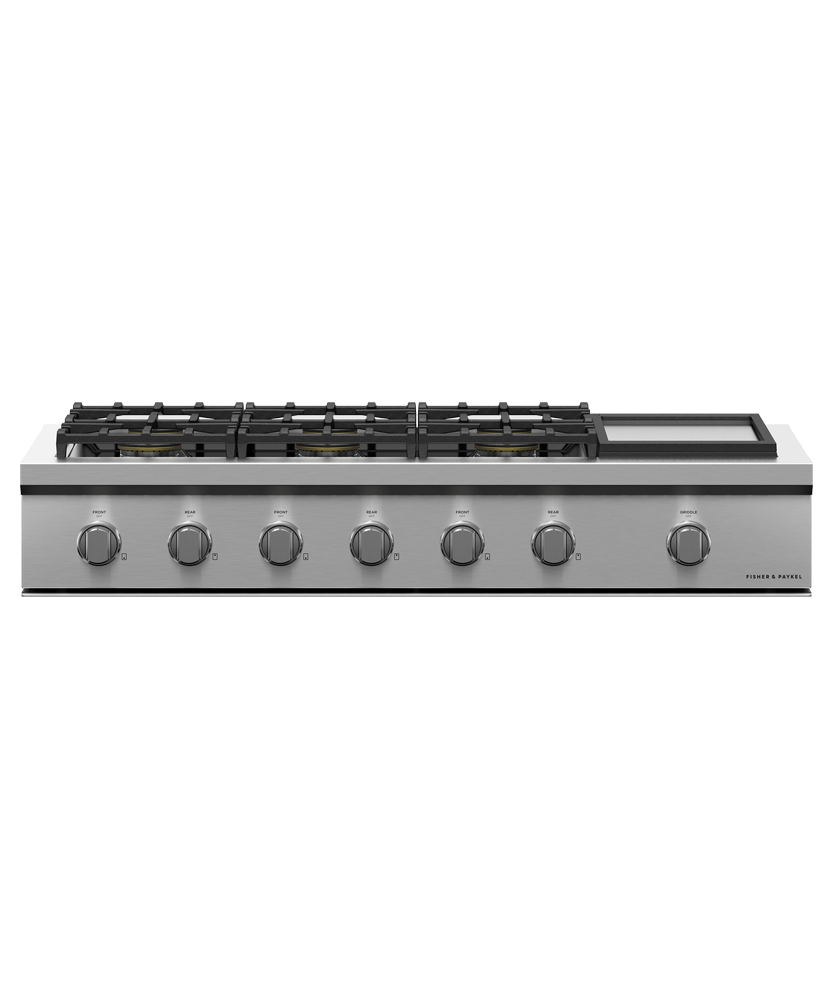 Fisher & Paykel CPV3-486GD-L 48 inch Professional 6 Burner Gas Rangetop with Griddle, Stainless Steel