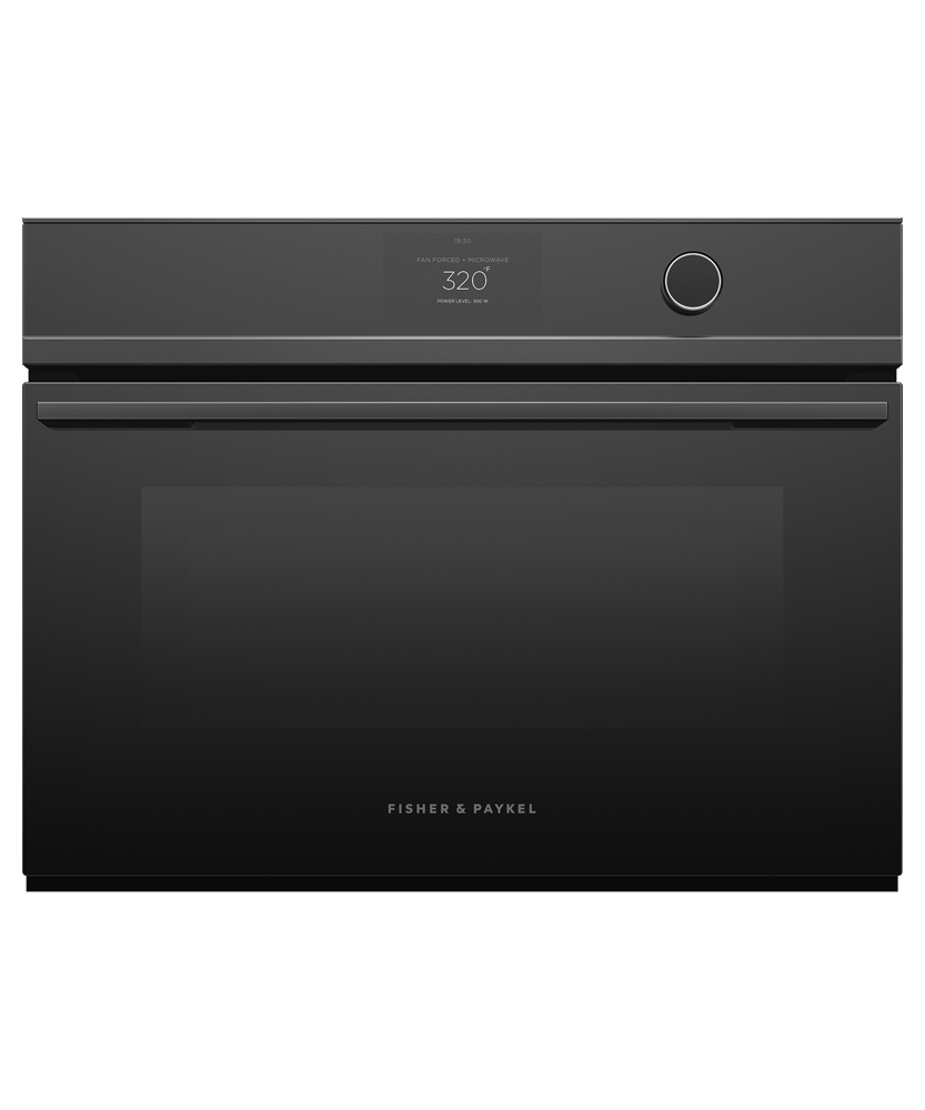 Fisher & Paykel OM24NDTDB1 24-inch Minimal Compact Convection-Speed Oven, Black Glass - Front View