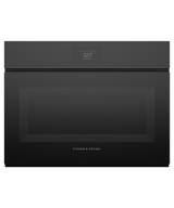Fisher & Paykel OM24NMTNB1 24-inch Minimal Handleless Compact Convection-Speed Oven, Black Glass - Front View
