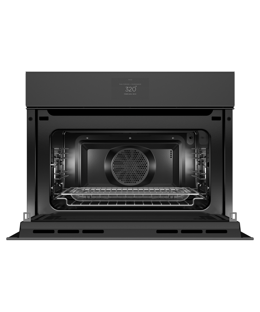 Fisher & Paykel OM24NMTNB1 Minimal Handleless Compact Convection-Speed Oven - Angle View