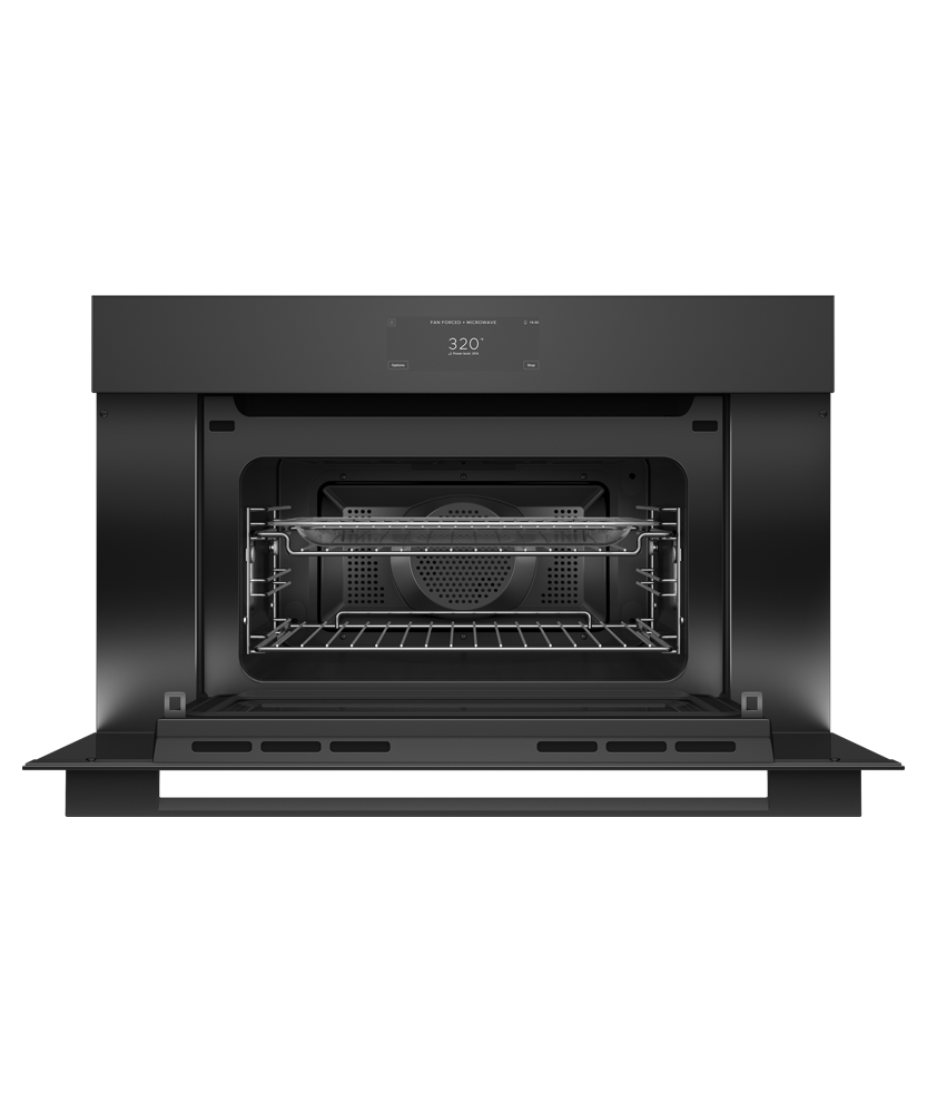 Fisher & Paykel OM30NMUB3 Convection-Speed Oven Black Glass - Front View Alternate