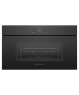 Fisher & Paykel OM30NMUNB3 30-inch Minimal Handleless Compact Convection-Speed Oven Black Glass - Front View
