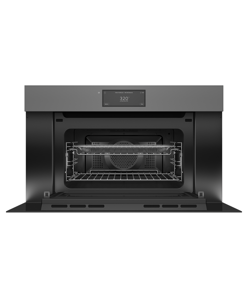 Fisher & Paykel OM30NMUNG3 Minimal Handleless Compact Convection-Speed Oven - angled view