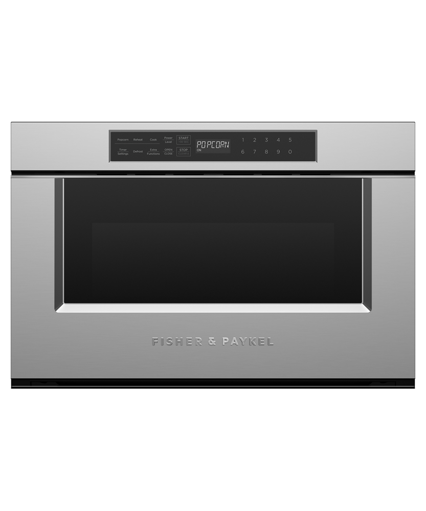Fisher & Paykel 24 inch Series 7 Professional Microwave Drawer in stainless steel, front view