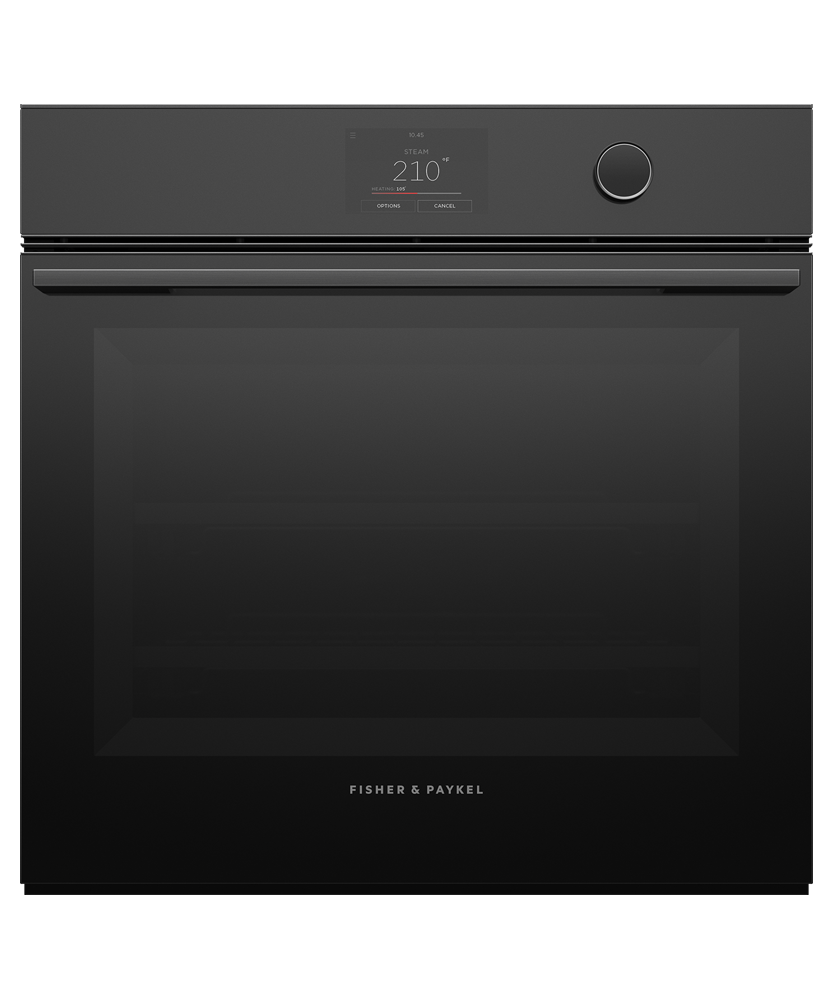 Fisher & Paykel OS24SMTDB1 24-inch Minimal Combi-Steam Oven, Black Glass - Front View