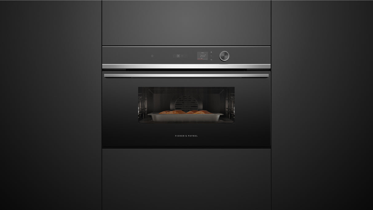 Fisher & Paykel OS30NDLX1 Contemporary Compact Combi-Steam Oven with salmon dish