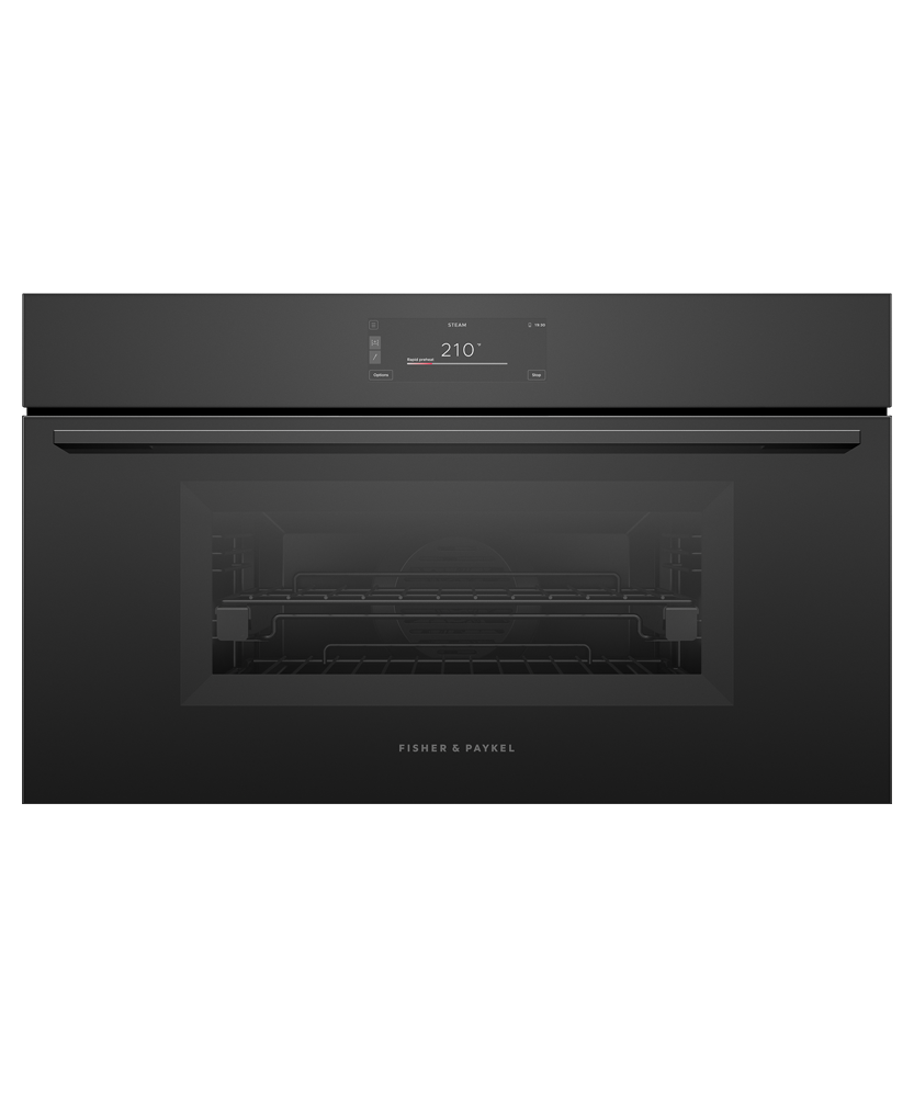 Fisher & Paykel OS30NMUB3 30-inch Minimal Compact Combi-Steam Oven Black Glass - Front View