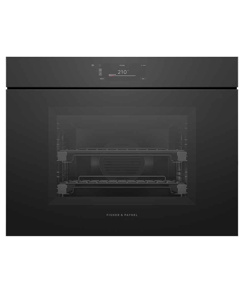 Fisher & Paykel OS30SMUNB3 30-inch Minimal Handleless Combi-Steam Oven Black Glass - Front View