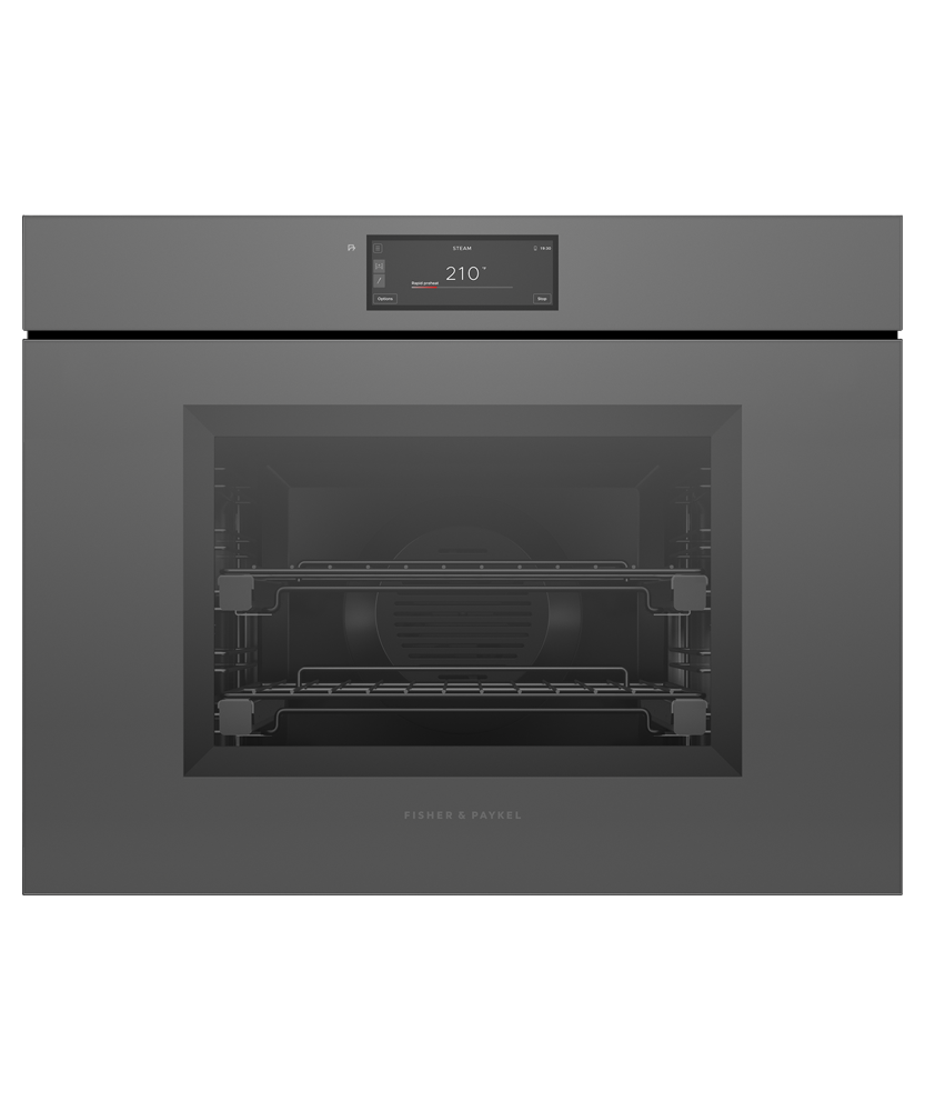 Fisher & Paykel OS30SMUNG3 30 inch Minimal Handleless Combi-Steam Oven, Grey Glass - front view