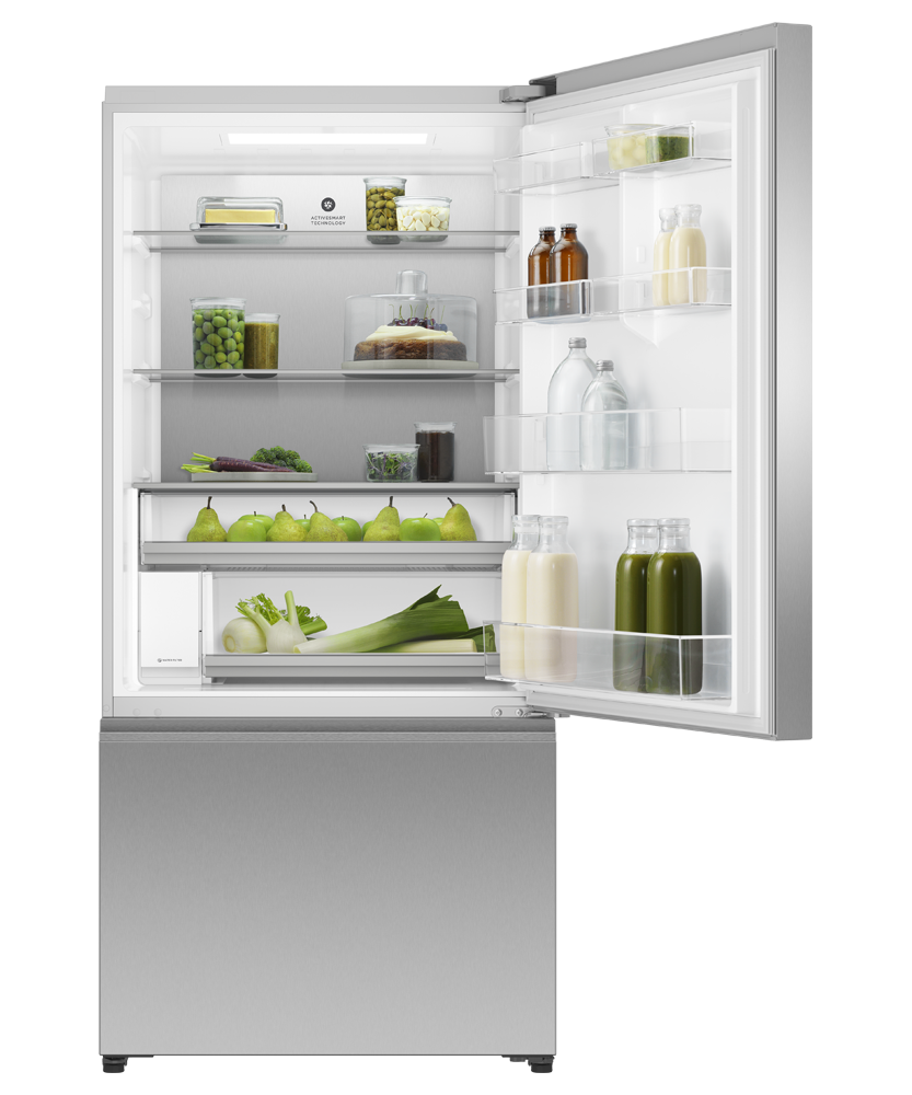 Fisher & Paykel RF178WRNUX1 refrigerator open door studio view