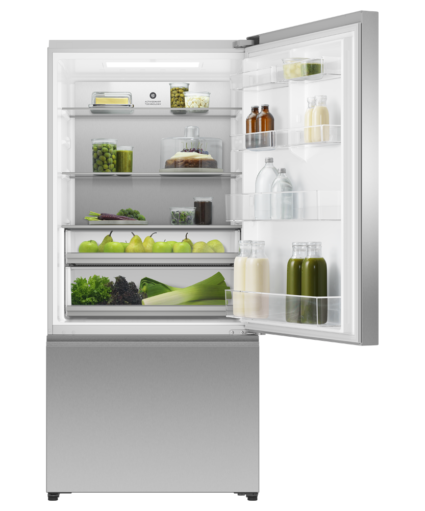 Fisher & Paykel RF178WRNX1 refrigerator open door studio view