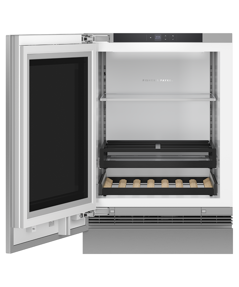 Fisher & Paykel RS2435SBLT1 24" Series 9 Integrated Beverage Center, 4.6 cu. ft., Panel Ready Glass Door, Left Hinge (Reversible Door) - Angle View